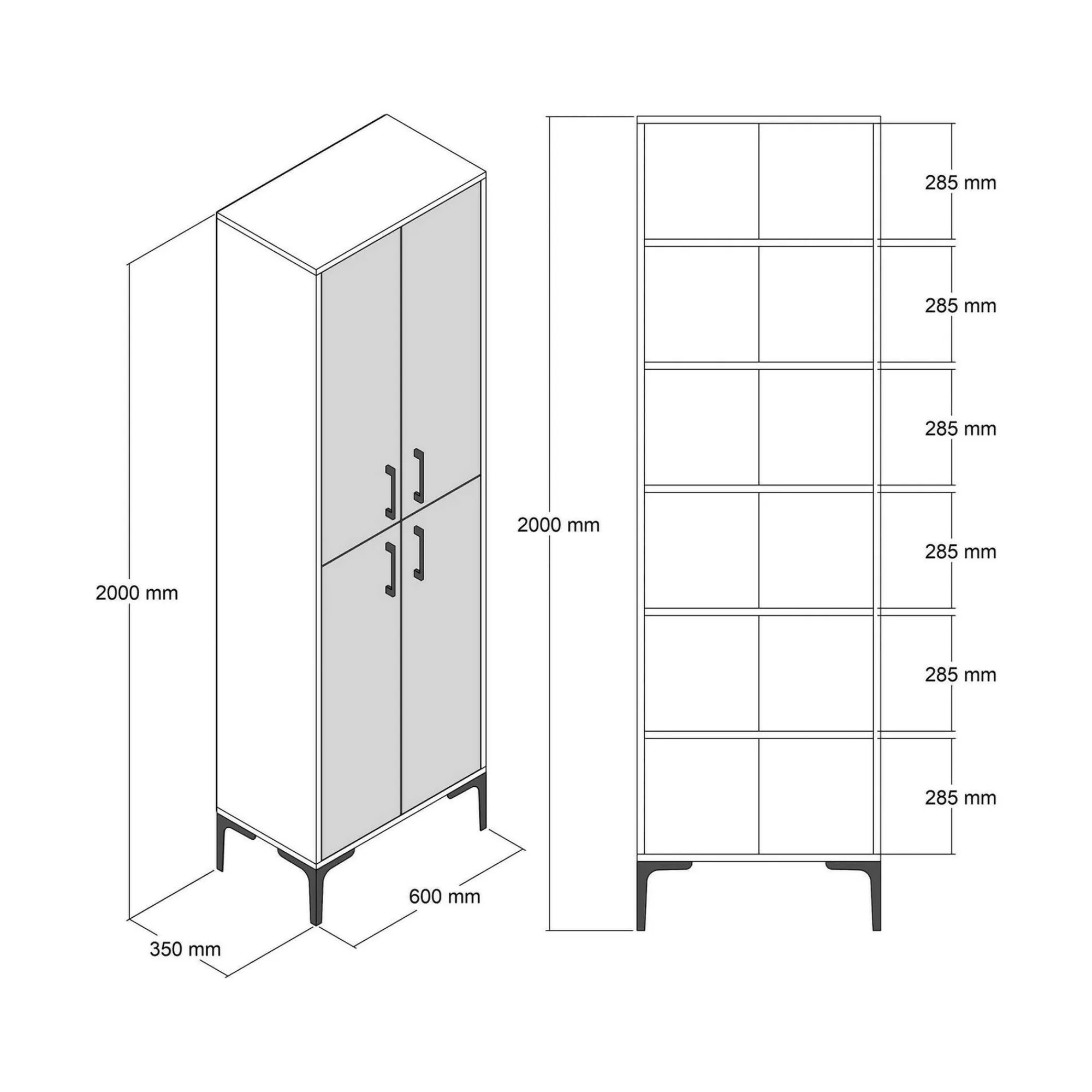 Credenza Amata, 60x35h200 cm, Noce e Antracite<Dmora Sale