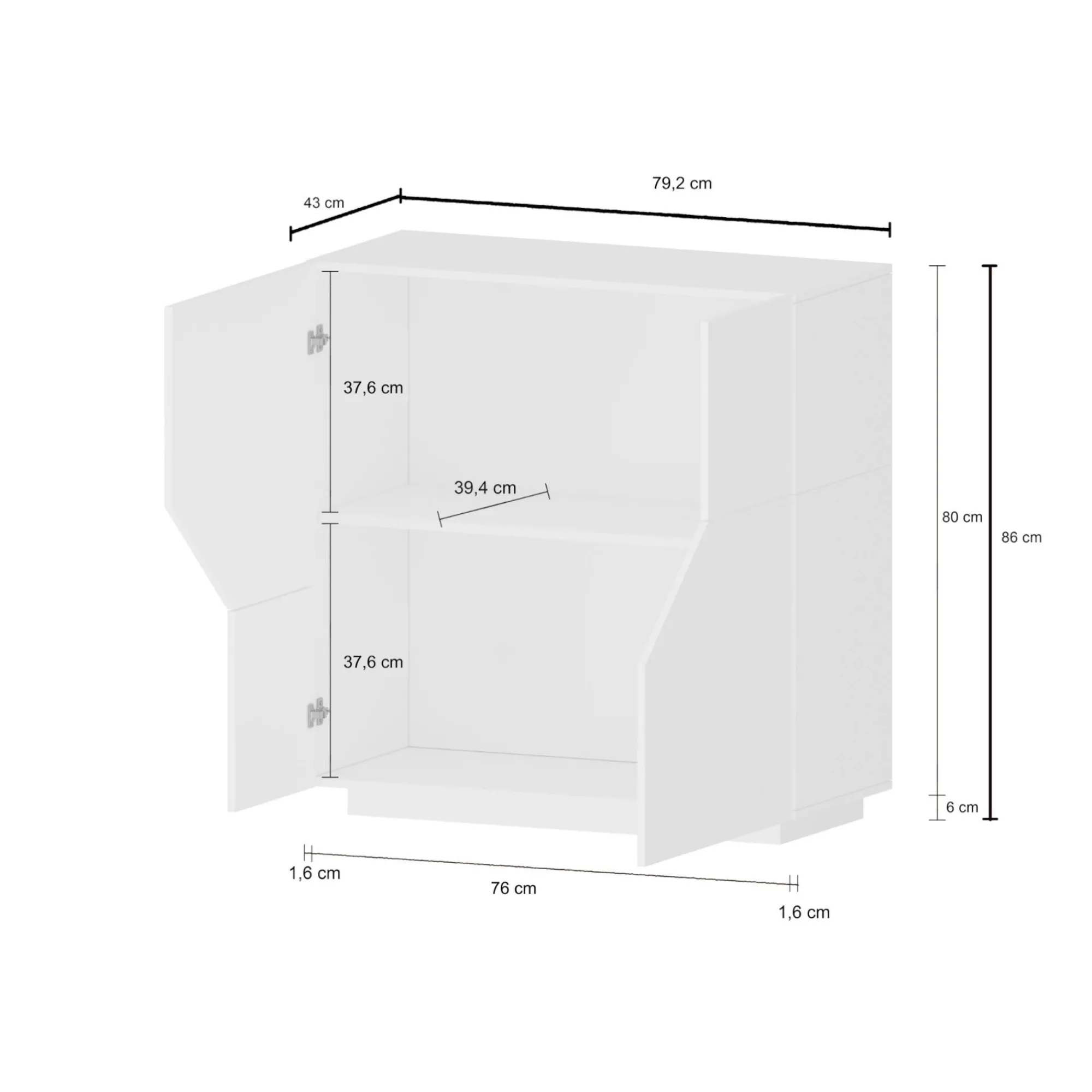 Credenza Amento, cm 79x43h86, Ardesia e Acero<Dmora Fashion