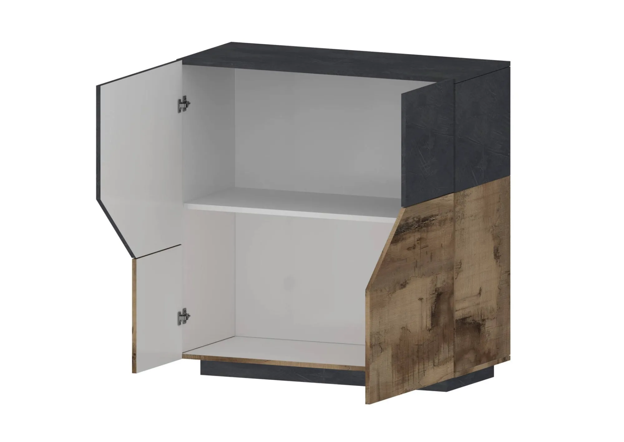 Credenza Amento, cm 79x43h86, Ardesia e Acero<Dmora Fashion