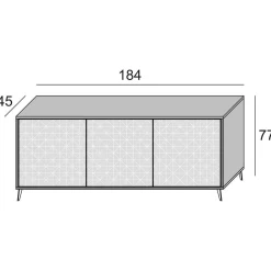 Credenza Aminda, 184x45h77 cm, Bianco e Cemento<Dmora Store