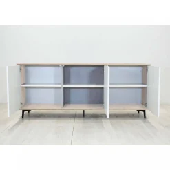Credenza Aminda, 184x45h77 cm, Bianco e Rovere<Dmora Best Sale