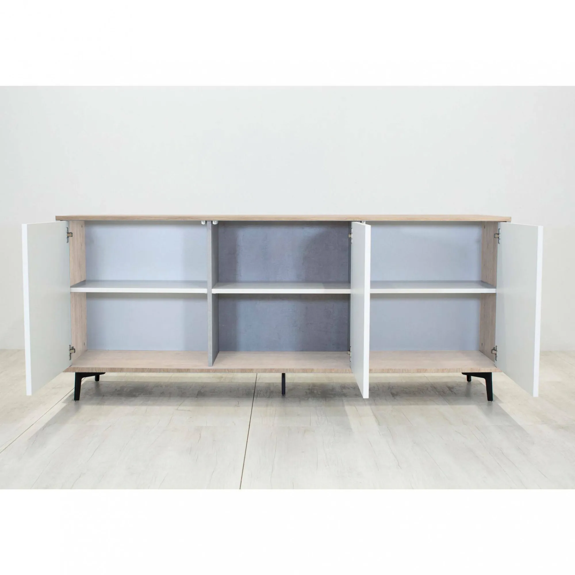 Credenza Aminda, 184x45h77 cm, Bianco e Rovere<Dmora Best Sale