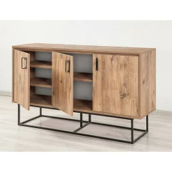 Credenza Ammolite, Quercia e Nero, 140x40h80 cm<Dmora Sale