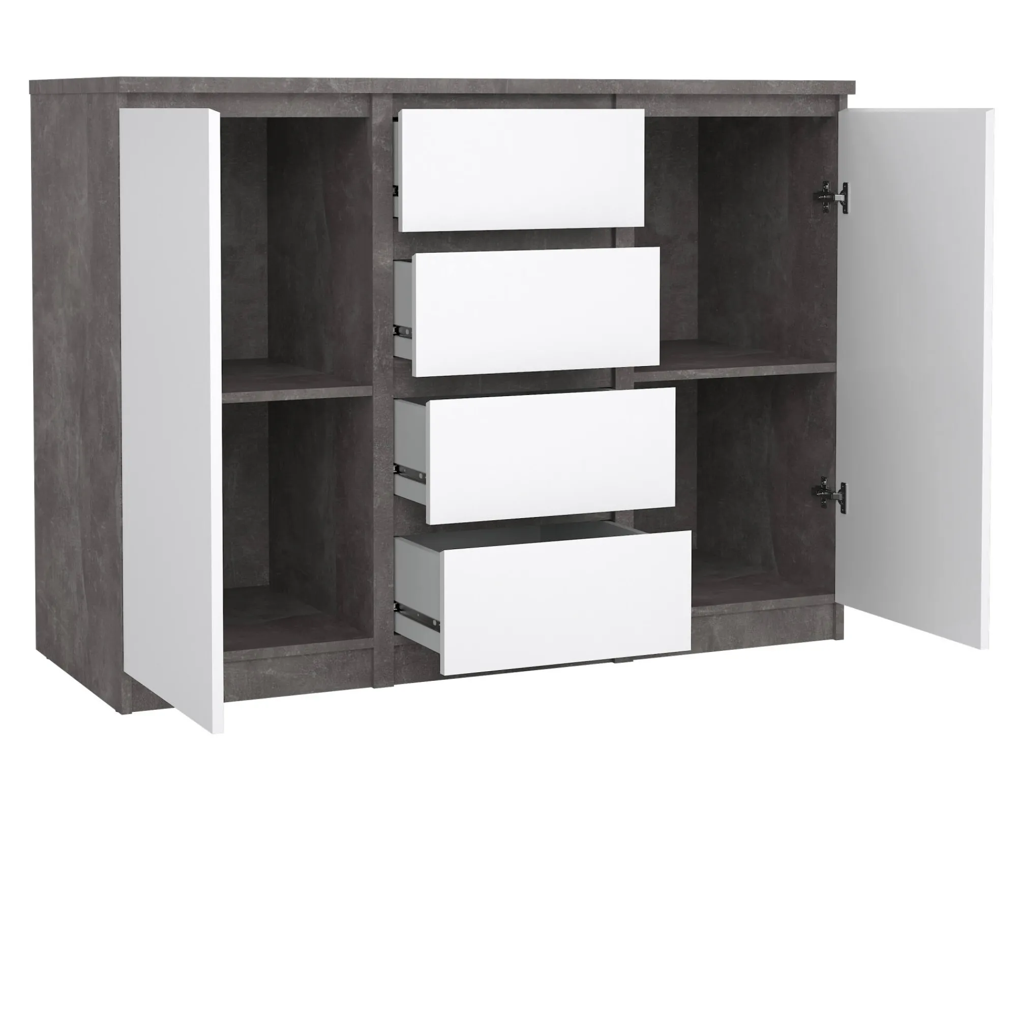 Credenza Angelika, 50x121 h91 cm, Cemento e Bianco<Dmora Discount