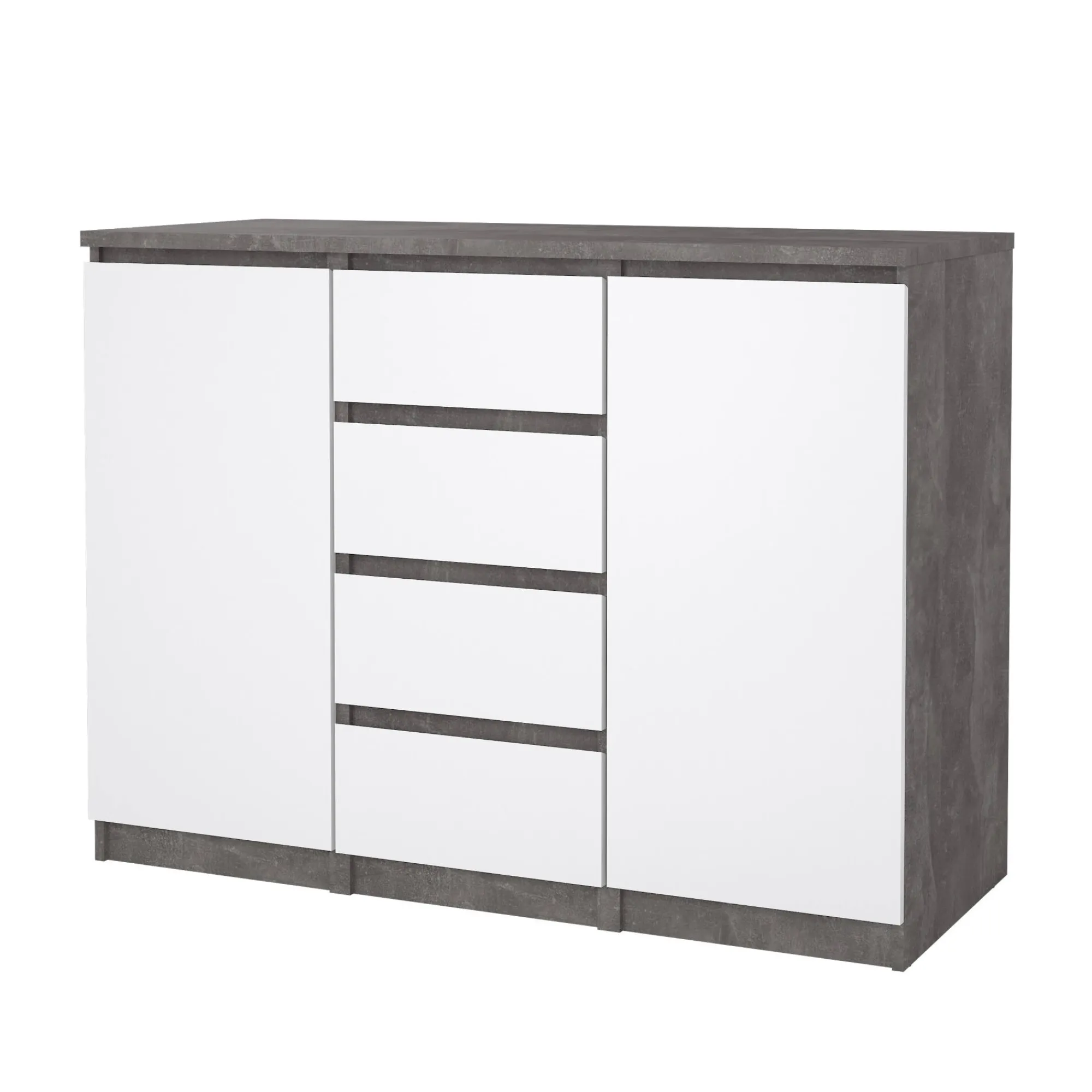 Credenza Angelika, 50x121 h91 cm, Cemento e Bianco<Dmora Discount