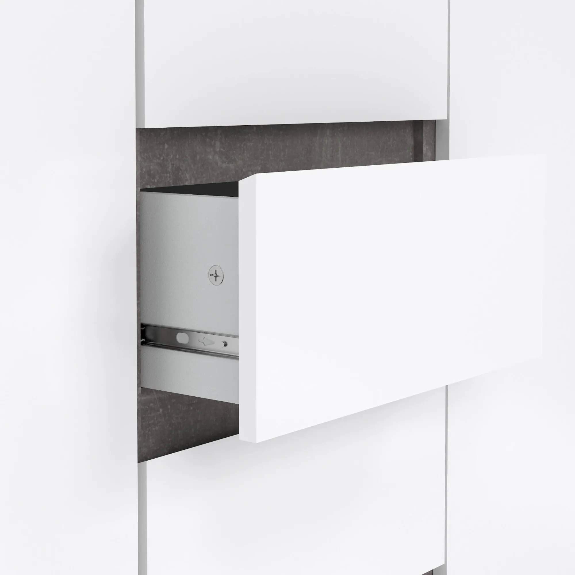Credenza Angelika, 50x121 h91 cm, Cemento e Bianco<Dmora Discount