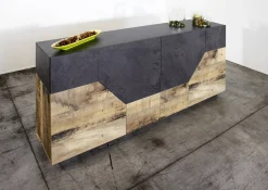 Credenza Ania, cm 200x43h86, Ardesia e Acero<Dmora Store