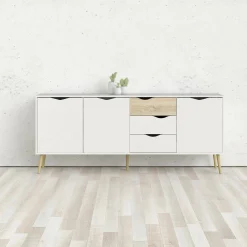 Credenza Anima, 195x39 h81 cm, Bianco e Quercia<Dmora Flash Sale