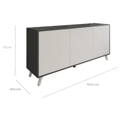 Credenza Annina, 154x40h72 cm, Antracite e Bianco<Dmora Cheap