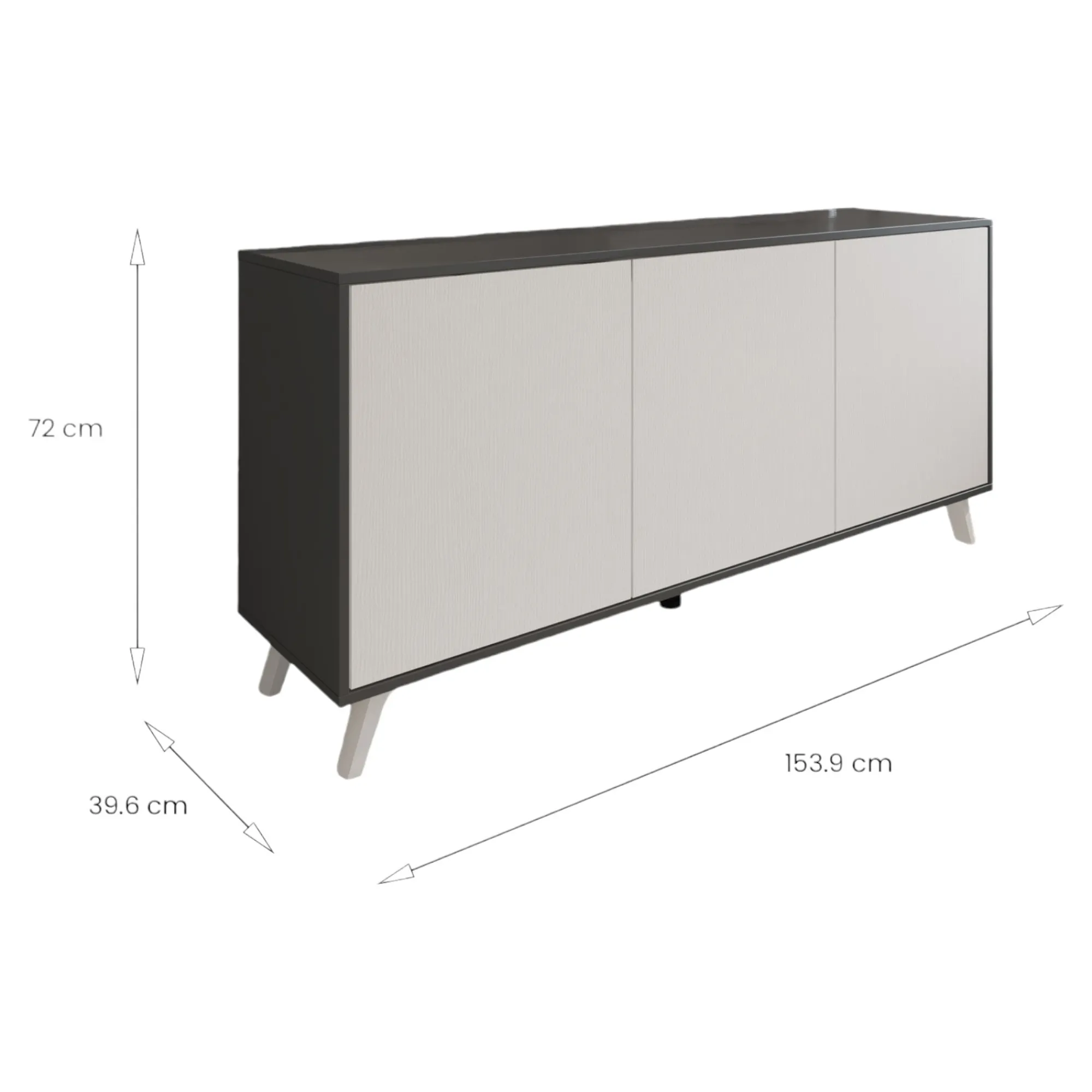 Credenza Annina, 154x40h72 cm, Antracite e Bianco<Dmora Cheap