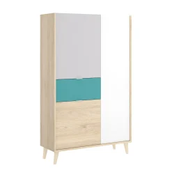 Credenza Archimede, 81x43h137 cm, Bianco e Rovere<Dmora Best Sale