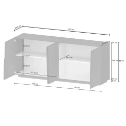 Credenza Arda, 200x44h86 cm,<Dmora Outlet