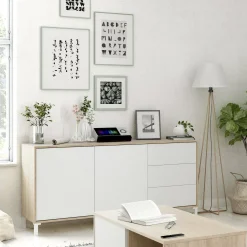 Credenza Ardelia, 154x41h74 cm, Rovere e Bianco<Dmora Fashion