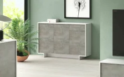 Credenza Arius, 134x35h87 cm, Bianco e Cemento<Dmora Clearance