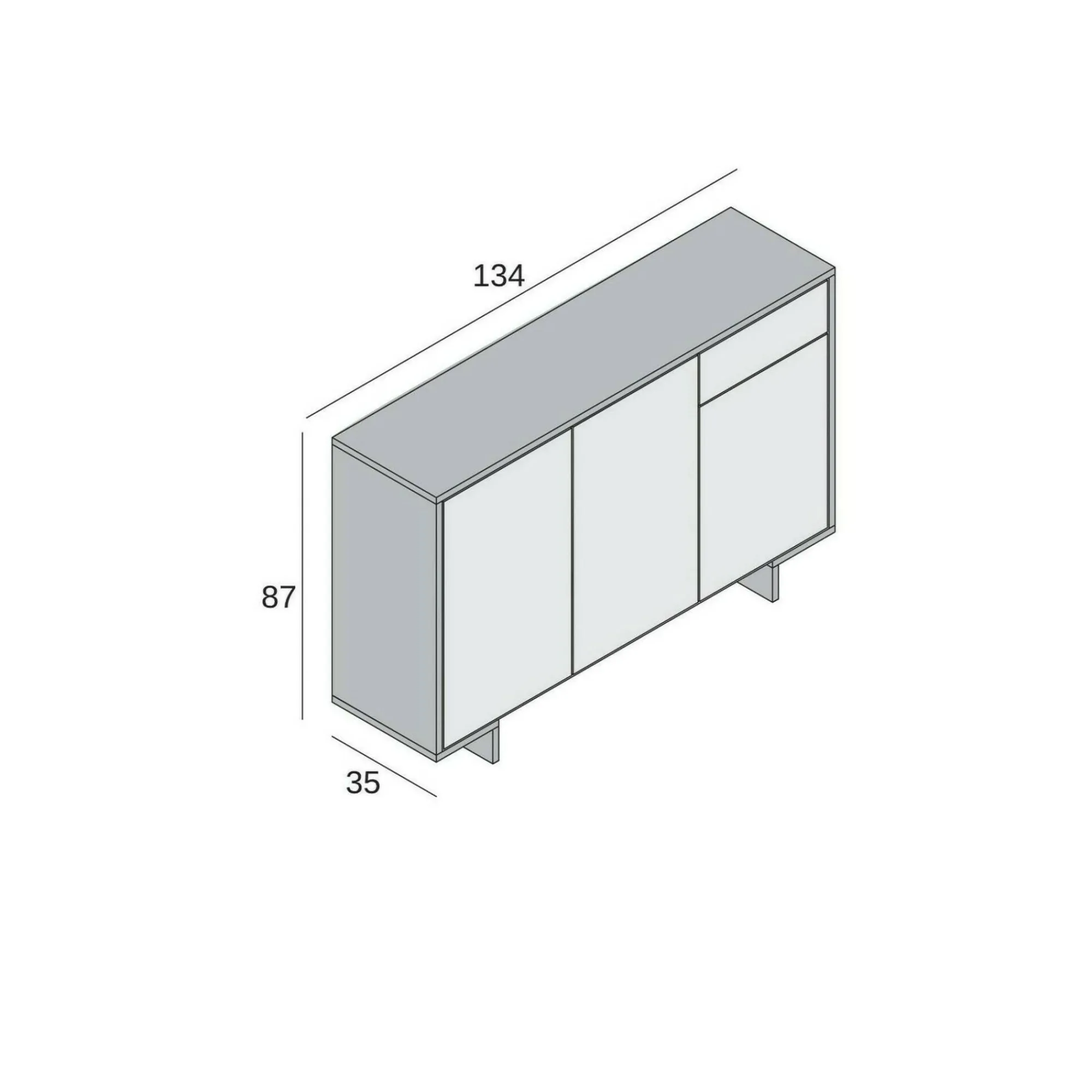 Credenza Arius, 134x35h87 cm, Bianco e Beige<Dmora New