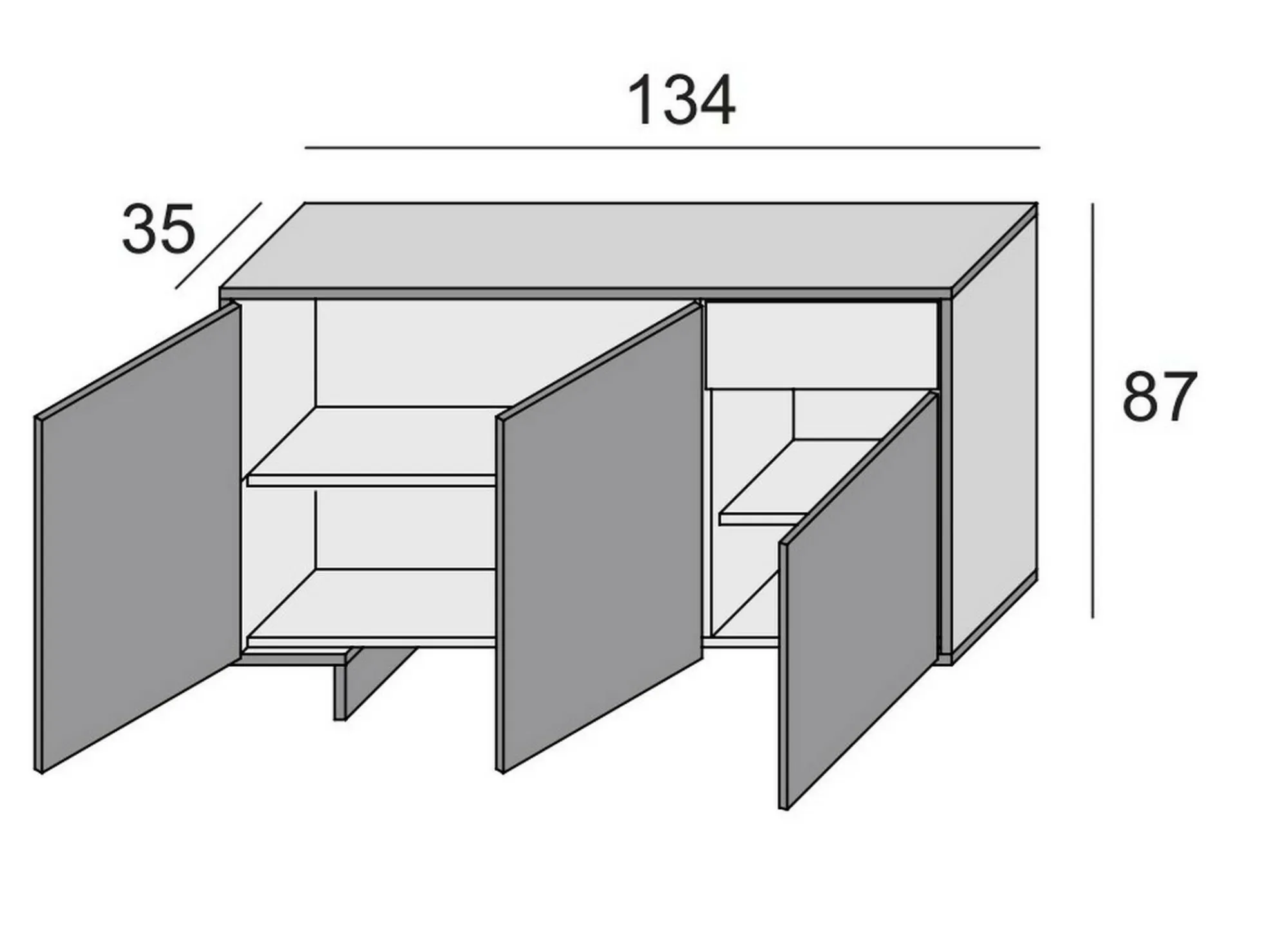 Credenza Arius, 134x35h87 cm, Bianco e Beige<Dmora New
