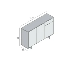 Credenza Arius, 134x35h87 cm, Marrone e Noce<Dmora Online