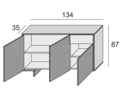 Credenza Arius, 134x35h87 cm, Marrone e Noce<Dmora Online