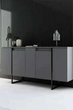 Credenza Arta, 160x35h80 cm, Antracite e Nero<Dmora Sale