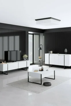 Credenza Arta, 160x35h80 cm, Bianco e Nero<Dmora Cheap
