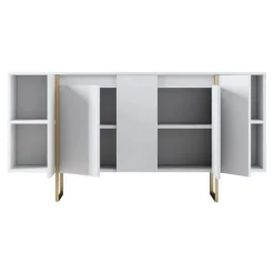 Credenza Arta, 160x35h80 cm, Bianco e Oro<Dmora Hot