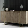 Credenza Arta, 160x35h80 cm, Noce e Oro<Dmora Fashion