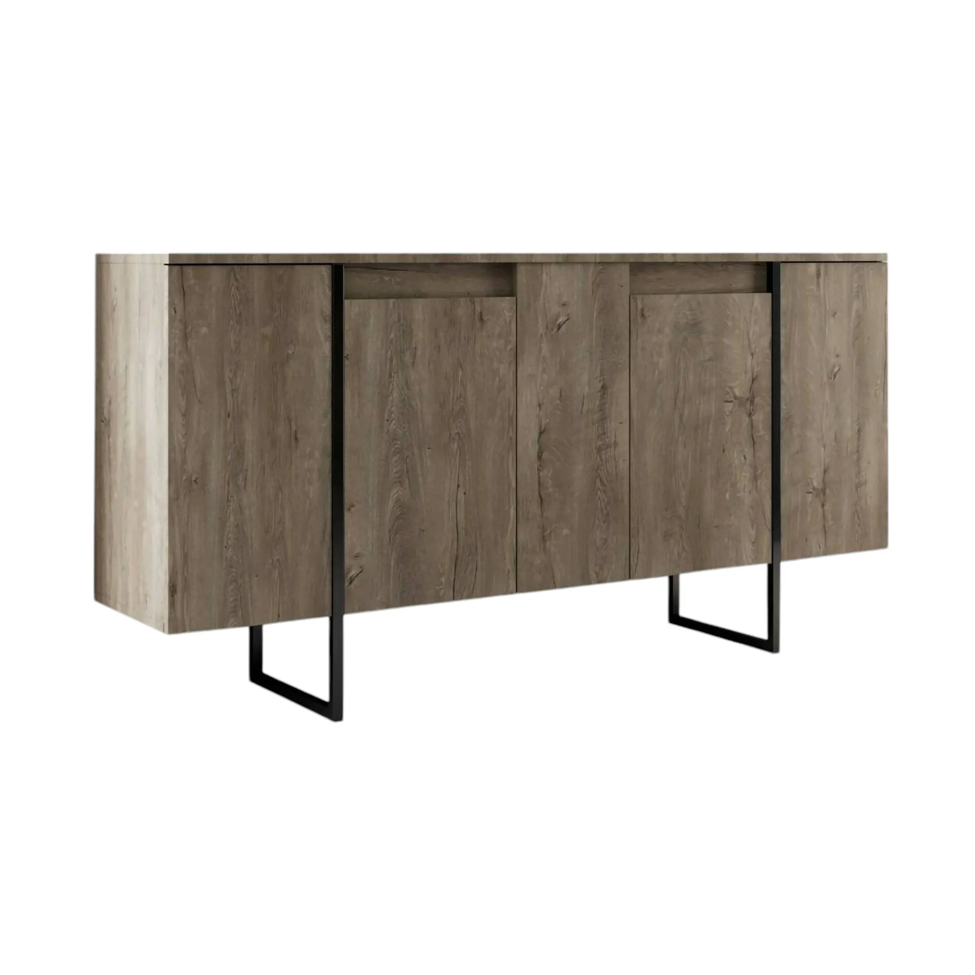 Credenza Arta, 160x35h80 cm, Noce e Nero<Dmora Online