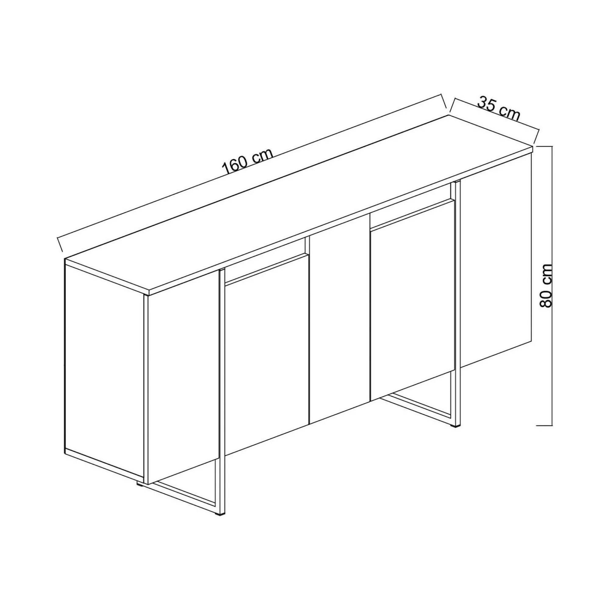Credenza Arta, 160x35h80 cm, Noce e Nero<Dmora Online