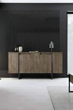 Credenza Arta, 160x35h80 cm, Noce e Nero<Dmora Online