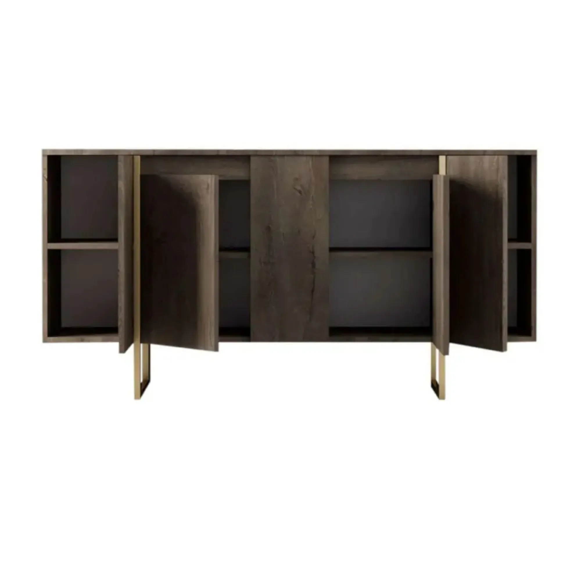 Credenza Arta, 160x35h80 cm, Noce e Oro<Dmora Fashion