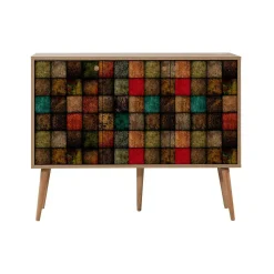 Credenza Arzumia, 120x36h90 cm, Quercia e Multicolore<Dmora New