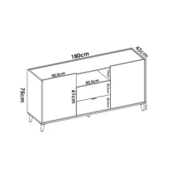 Credenza Asa, 155x43h75 cm, Bianco e Rovere<Dmora Fashion