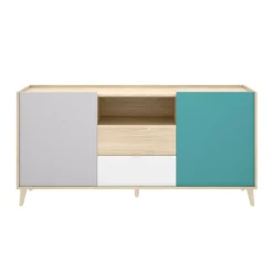 Credenza Asa, 155x43h75 cm, Bianco e Rovere<Dmora Fashion