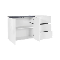 Credenza Asgard, cm 150x40h80, Bianco lucido e Ardesia<Dmora Clearance