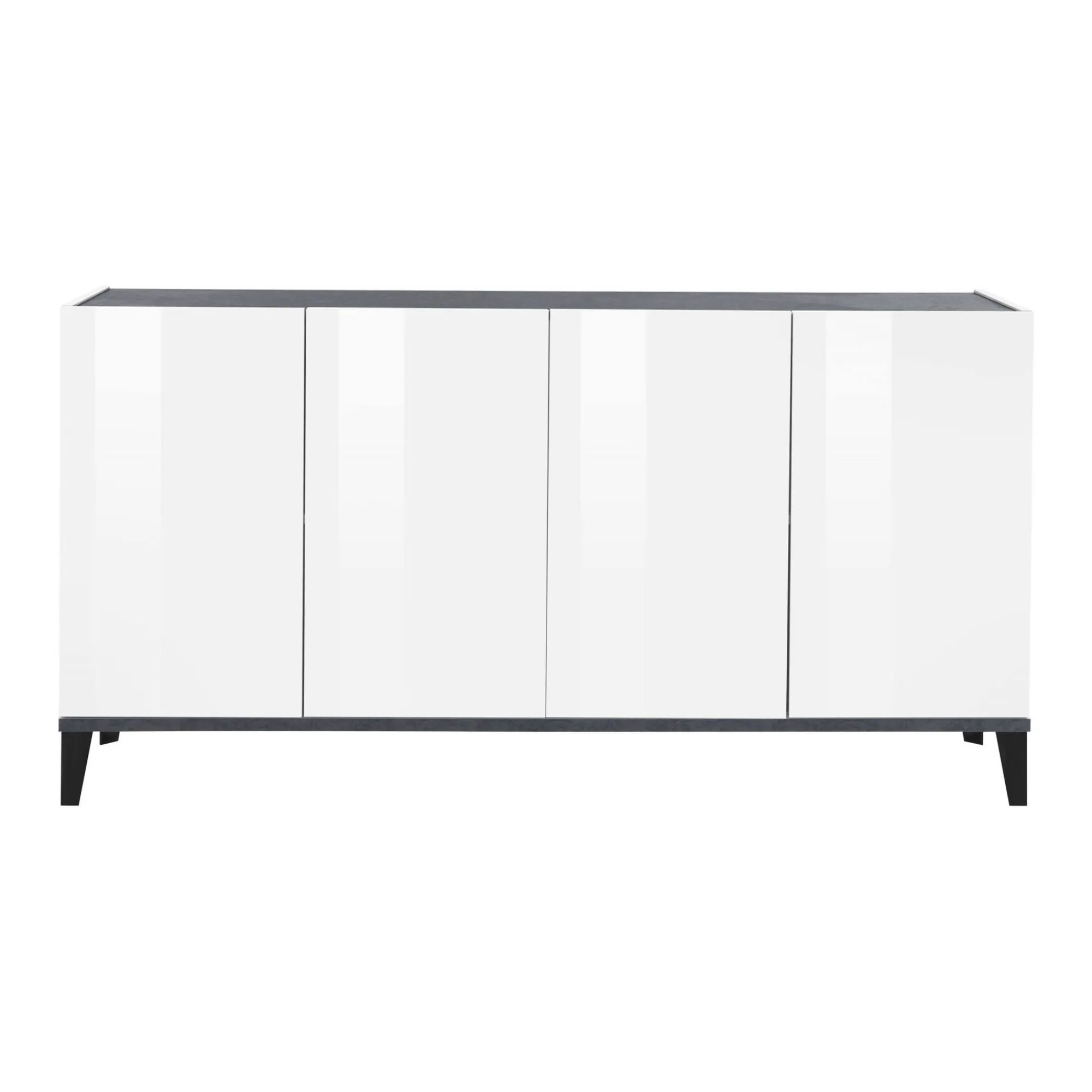 Credenza Ashley, cm 160x40h82, Bianco lucido e Ardesia<Dmora Online