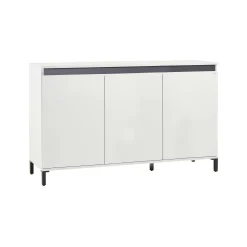 Credenza Assinello, 138x40h90 cm, Bianco lucido e Antracite<Dmora Discount
