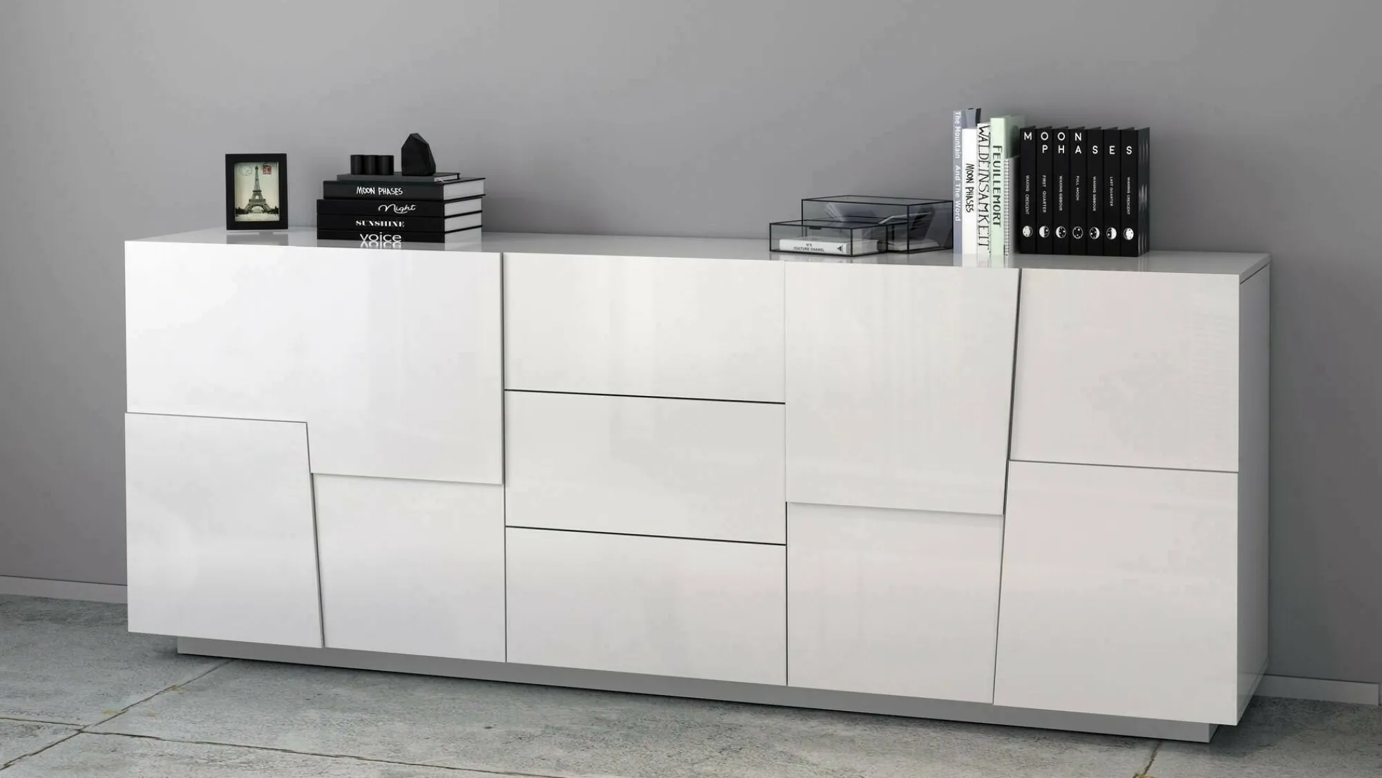 Credenza Astel, 220x44h86 cm, lucido<Dmora Clearance