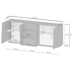 Credenza Astel, 220x44h86 cm,<Dmora Best Sale