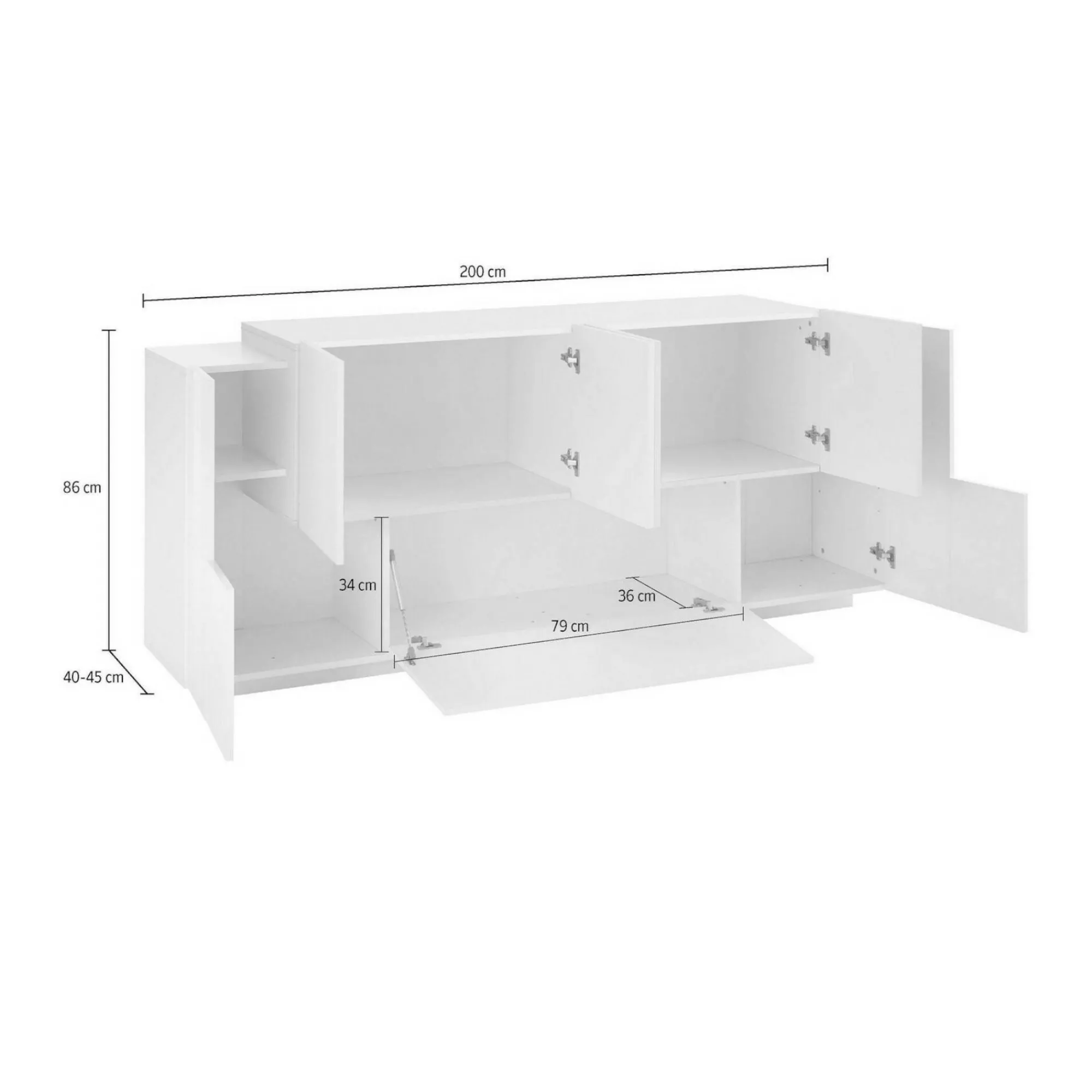 Credenza Astice, cm 200x45h86,<Dmora Online