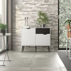 Credenza Audit, 98x39 h81 cm, Bianco e Nero<Dmora Fashion