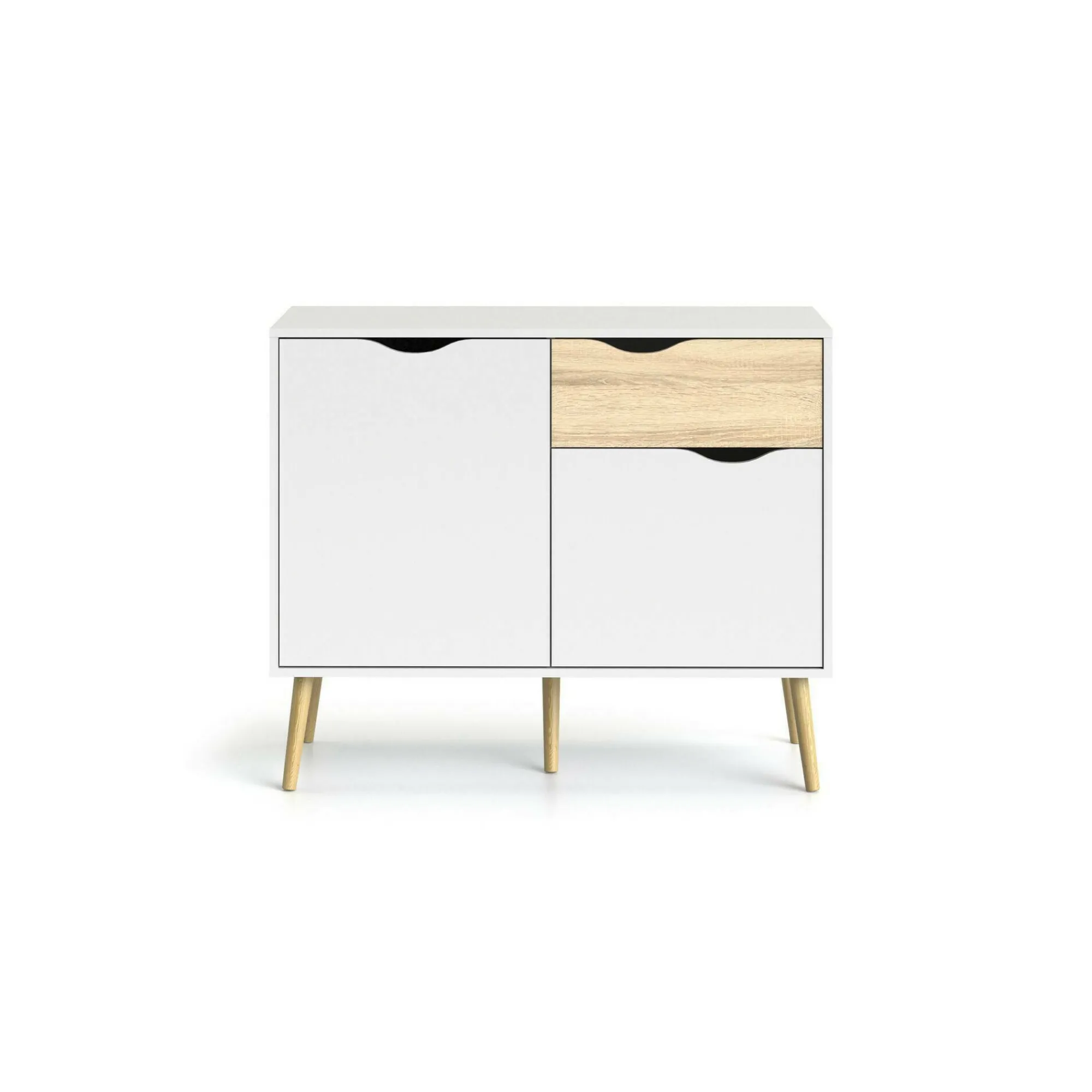 Credenza Audit, 98x39 h81 cm, Bianco e Quercia<Dmora New