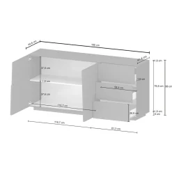 Credenza Avelignese, 180x44h86 cm, lucido<Dmora Store