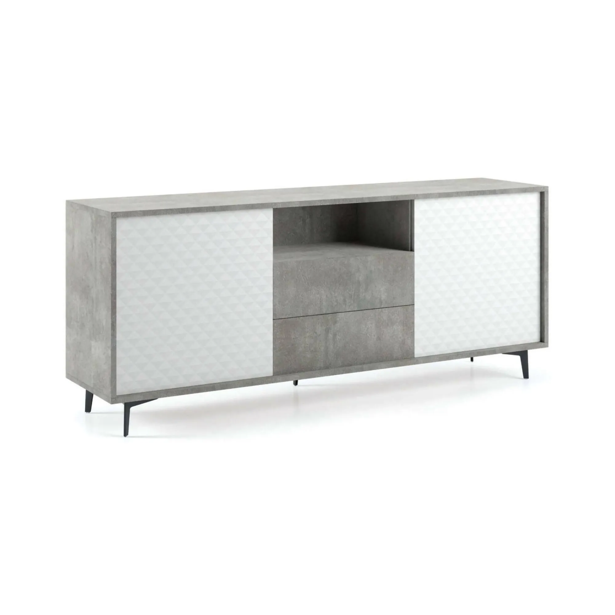 Credenza Azis, 184x45h77 cm, Bianco e Cemento<Dmora Hot