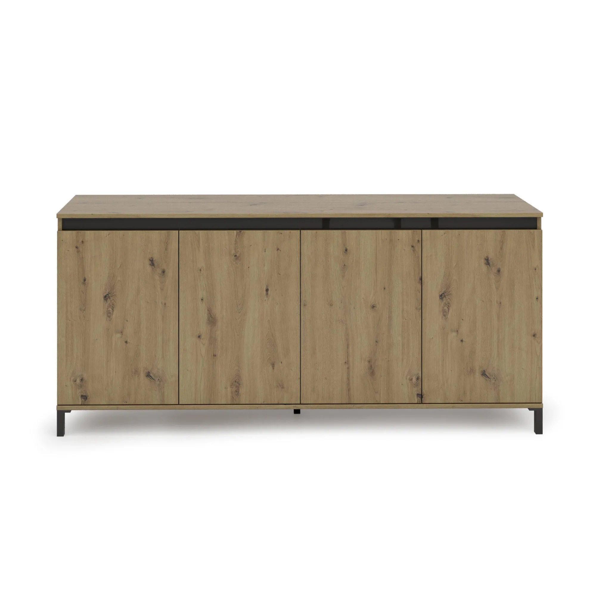 Credenza Basiano, 184x90h40 cm, Bianco lucido e Antracite<Dmora New