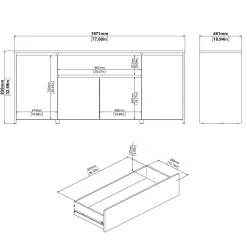Credenza Basile, 48x197 h84 cm, Rovere e Bianco<Dmora Store