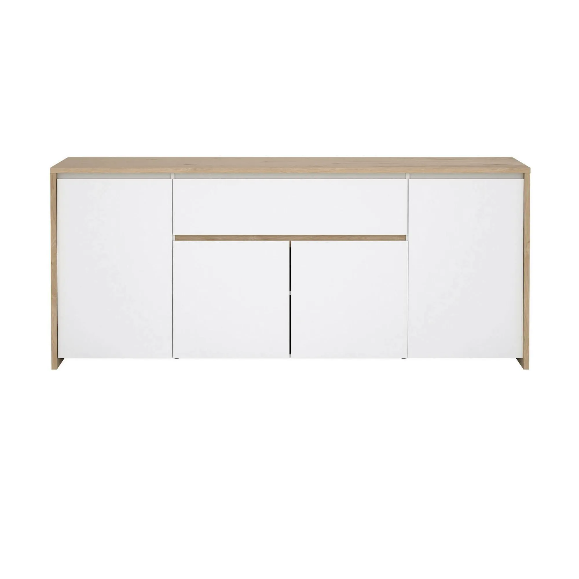 Credenza Basile, 48x197 h84 cm, Rovere e Bianco<Dmora Store