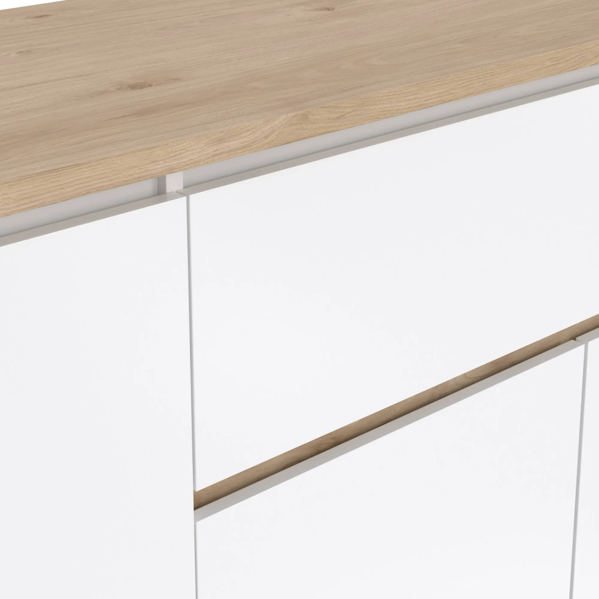 Credenza Basile, 48x197 h84 cm, Rovere e Bianco<Dmora Store