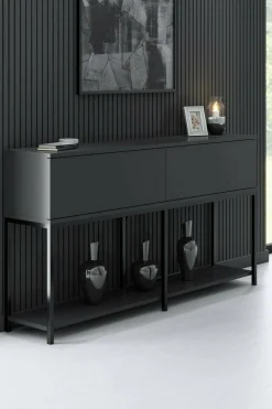 Credenza Basilia, 150x30h80 cm, Antracite e Nero<Dmora Discount