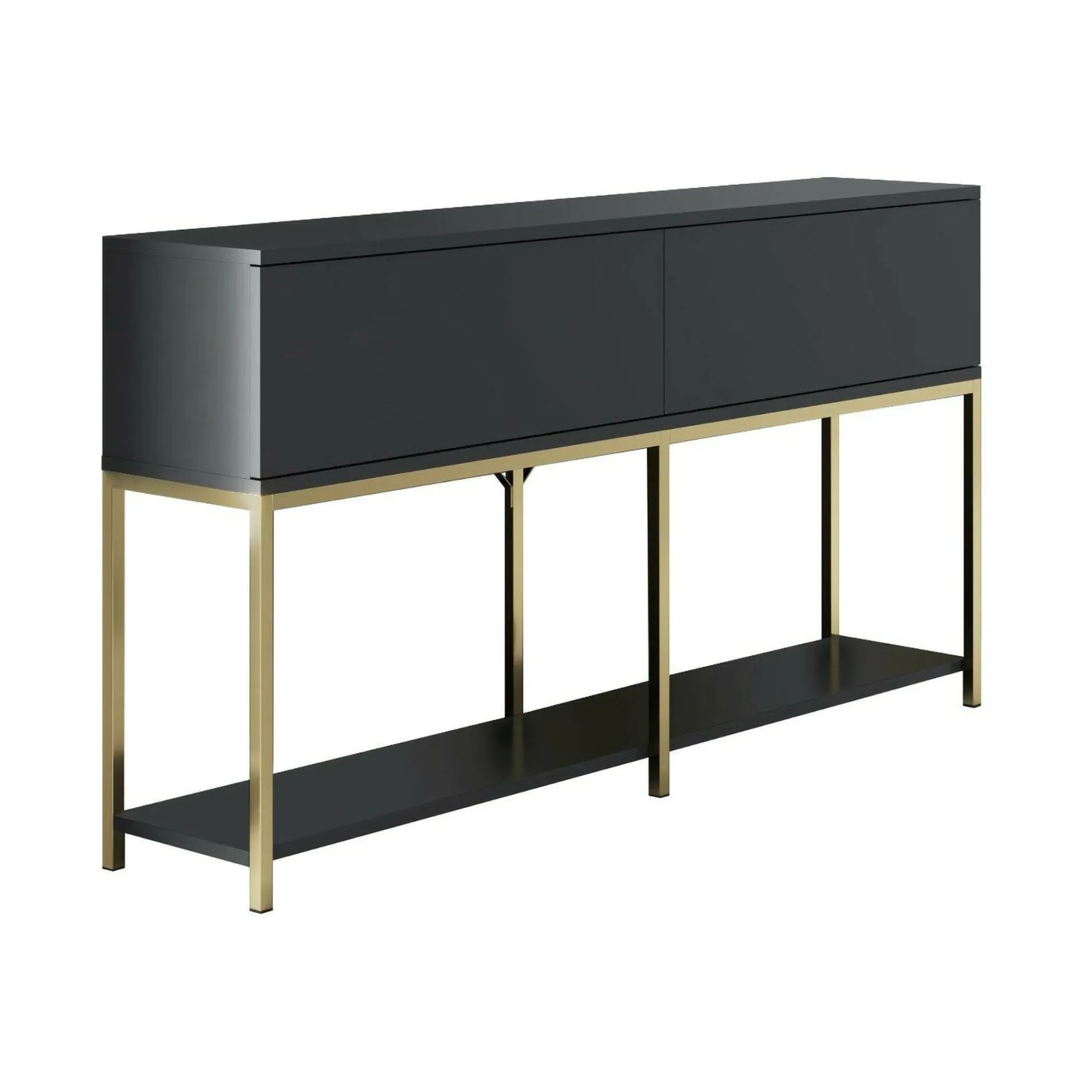 Credenza Basilia, 150x30h80 cm, Antracite e Oro<Dmora Online