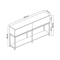 Credenza Basilia, 150x30h80 cm, Antracite e Oro<Dmora Online
